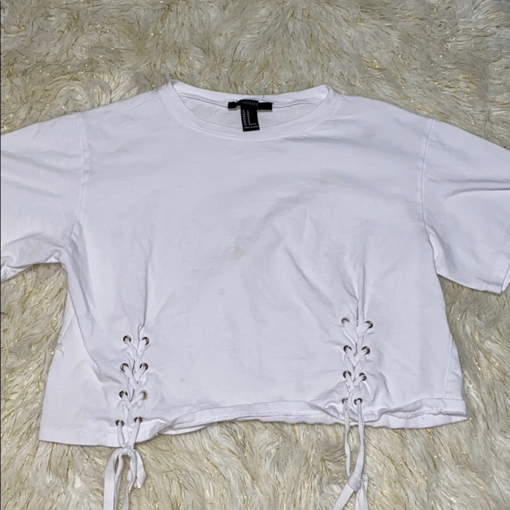 White cropped shirt